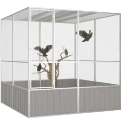 VIDAXL - Cage à oiseaux gris 213,5x217,5x211,5 cm acier galvanisé