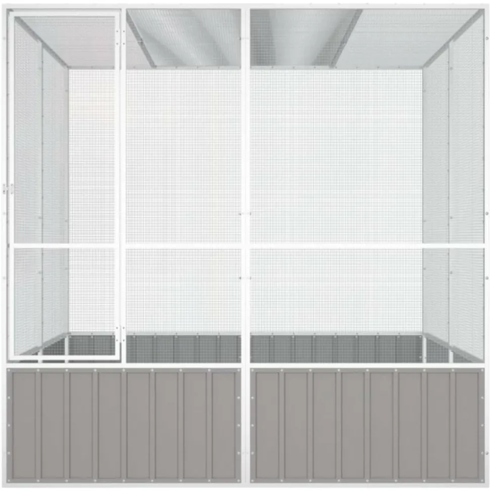 VIDAXL - Cage à oiseaux gris 213,5x217,5x211,5 cm acier galvanisé