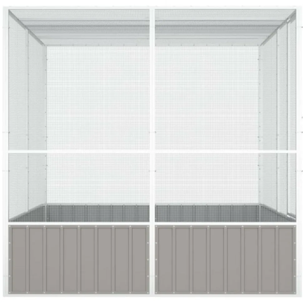 VIDAXL - Cage à oiseaux gris 213,5x217,5x211,5 cm acier galvanisé