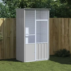 VIDAXL - Cage à oiseaux gris 115x78x200 cm acier galvanisé