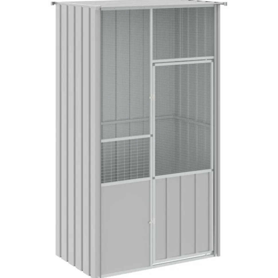 VIDAXL - Cage à oiseaux gris 115x78x200 cm acier galvanisé