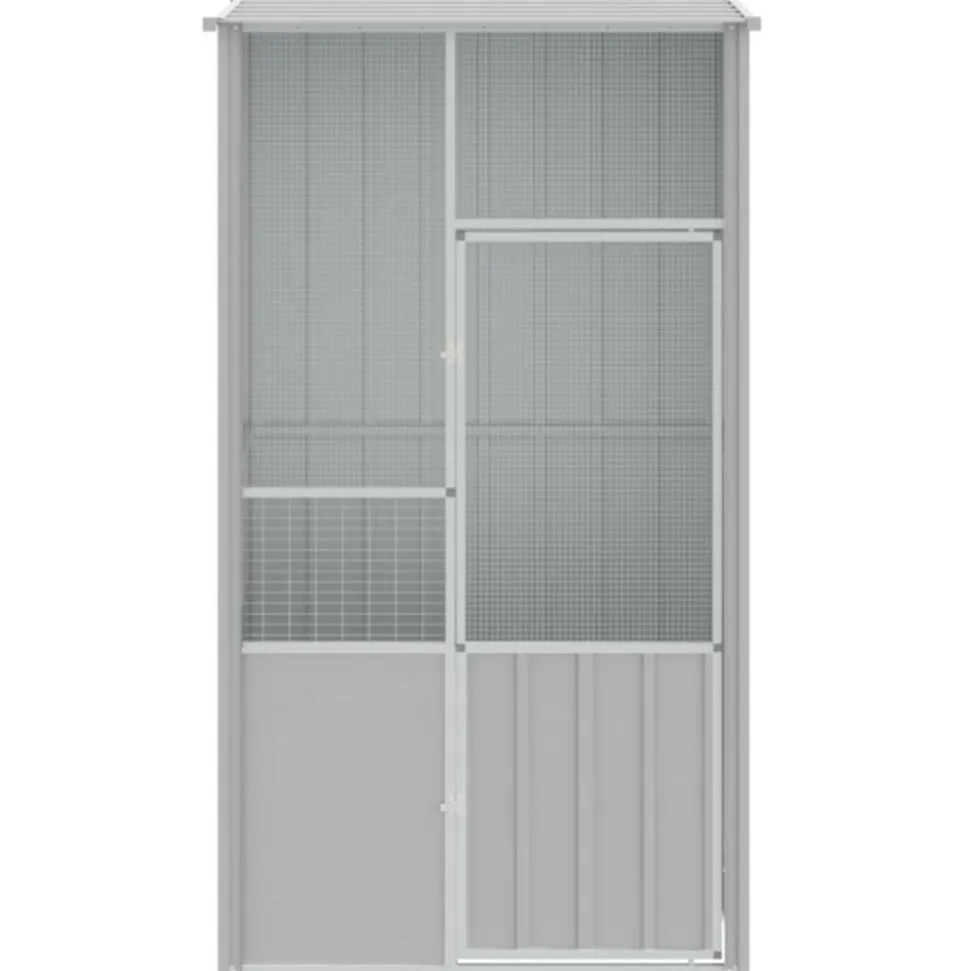 VIDAXL - Cage à oiseaux gris 115x78x200 cm acier galvanisé