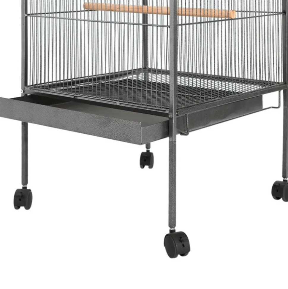 VIDAXL - Cage à oiseaux noir 54 x 54 x 146 cm acier