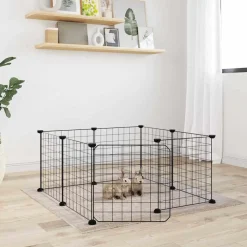VIDAXL - Cage animaux de compagnie à 8 panneaux et porte noir 35x35 cm