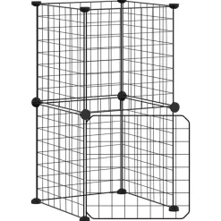 VIDAXL - Cage animaux de compagnie à 8 panneaux et porte noir 35x35 cm