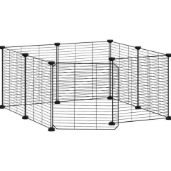 VIDAXL - Cage animaux de compagnie à 8 panneaux et porte noir 35x35 cm