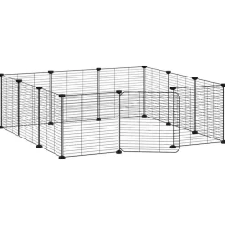 VIDAXL - Cage animaux de compagnie à 12 panneaux et porte noir 35x35 cm