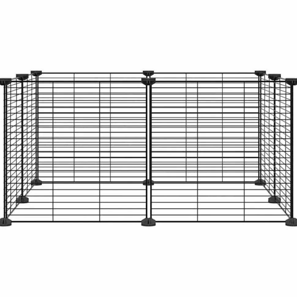 VIDAXL - Cage animaux de compagnie à 8 panneaux noir 35x35 cm acier