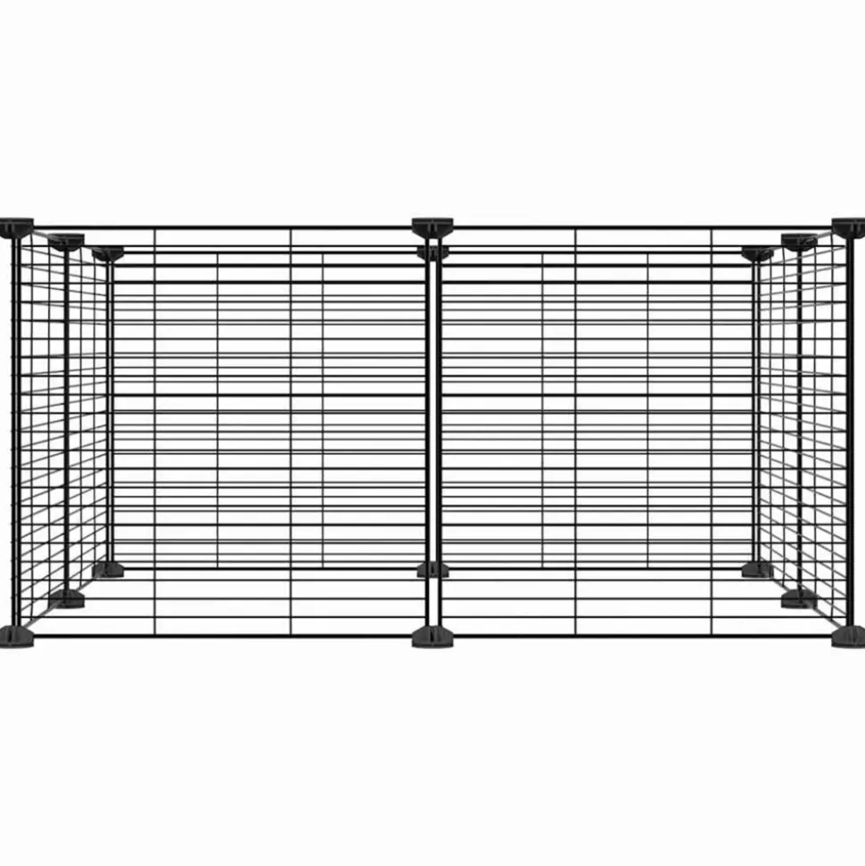 VIDAXL - Cage animaux de compagnie à 8 panneaux noir 35x35 cm acier