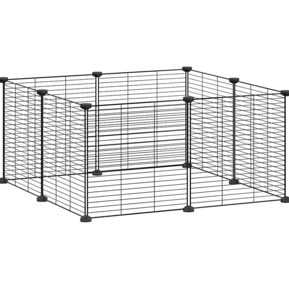 VIDAXL - Cage animaux de compagnie à 8 panneaux noir 35x35 cm acier