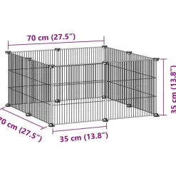 VIDAXL - Cage animaux de compagnie à 8 panneaux noir 35x35 cm acier