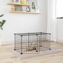 VIDAXL - Cage animaux de compagnie à 8 panneaux et porte noir 35x35 cm