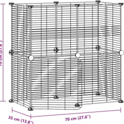 VIDAXL - Cage animaux de compagnie à 12 panneaux et porte noir 35x35 cm