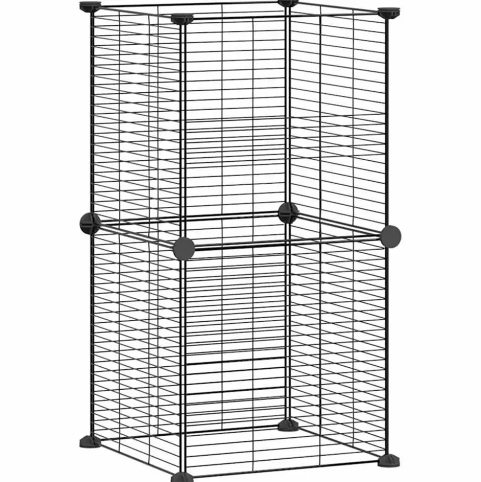 VIDAXL - Cage animaux de compagnie à 8 panneaux noir 35x35 cm acier