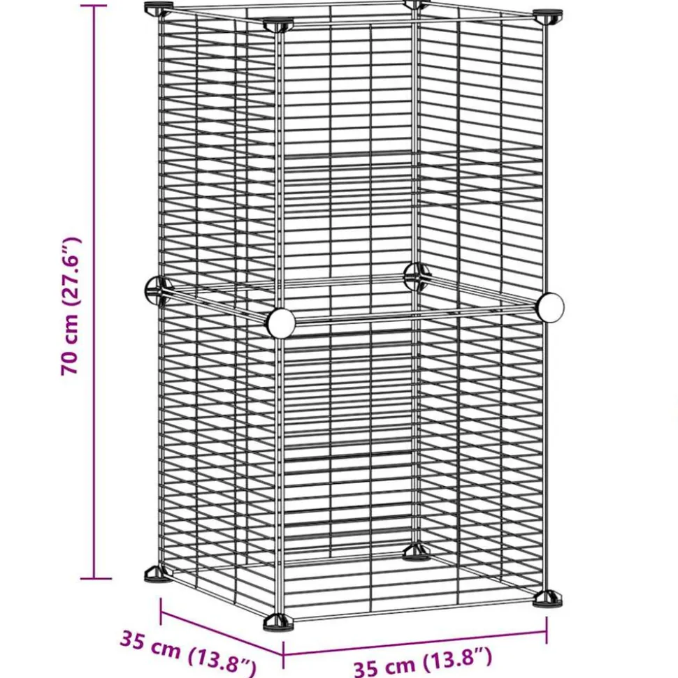 VIDAXL - Cage animaux de compagnie à 8 panneaux noir 35x35 cm acier