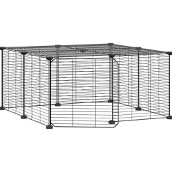 VIDAXL - Cage animaux de compagnie à 12 panneaux et porte noir 35x35 cm