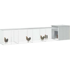 VIDAXL - Cage pour poules gris 500x91x100 cm acier galvanisé