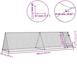 VIDAXL - Cage pour poules argenté 400x105x91 cm acier galvanisé