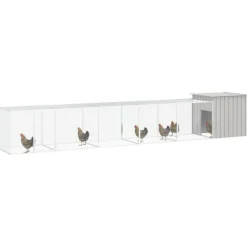 VIDAXL - Cage pour poules gris 600x91x100 cm acier galvanisé