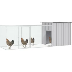 VIDAXL - Cage pour poules gris 300x91x100 cm acier galvanisé