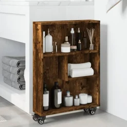 VIDAXL - Chariot de rangement étroit chêne fumé bois d'ingénierie