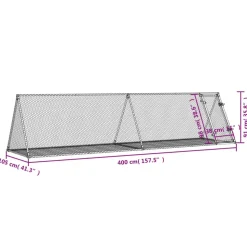 VIDAXL - Clapier argenté 400x105x91 cm acier galvanisé