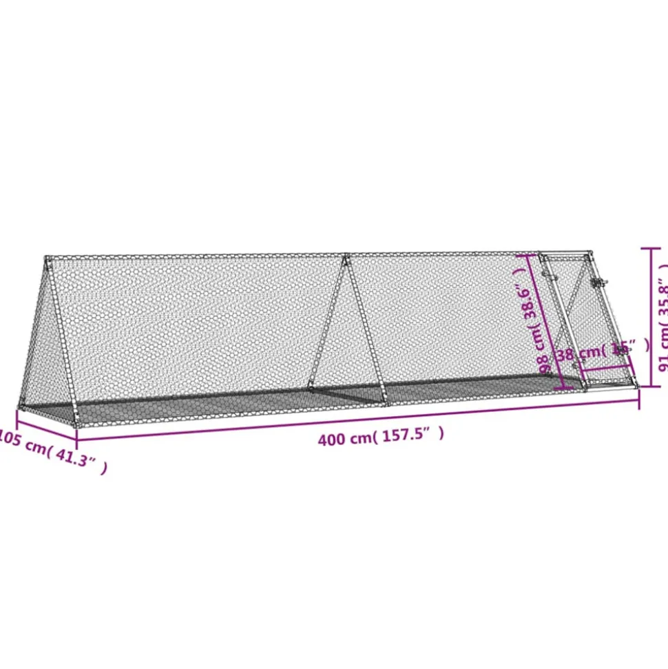 VIDAXL - Clapier argenté 400x105x91 cm acier galvanisé