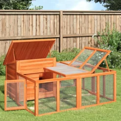 VIDAXL - Clapier marron 144x123x67,5 cm bois de pin massif