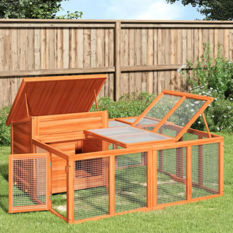 VIDAXL - Clapier marron 144x123x67,5 cm bois de pin massif