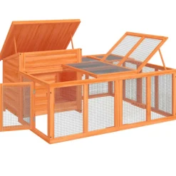 VIDAXL - Clapier marron 144x123x67,5 cm bois de pin massif