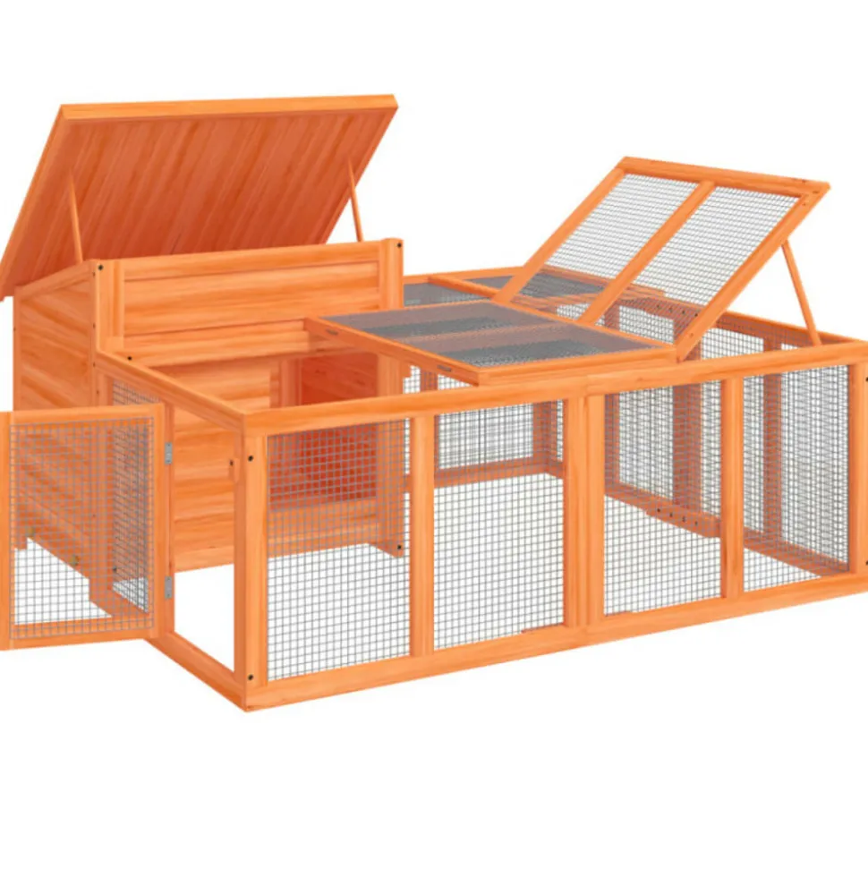 VIDAXL - Clapier marron 144x123x67,5 cm bois de pin massif