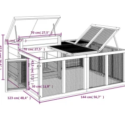 VIDAXL - Clapier marron 144x123x67,5 cm bois de pin massif