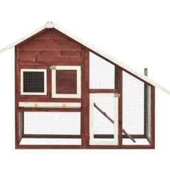 VIDAXL - Clapier moka et blanc 140x63x120 cm bois de sapin massif