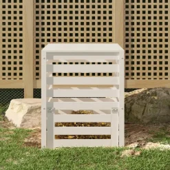 VIDAXL - Composteur blanc 63,5x63,5x77,5 cm bois massif de pin