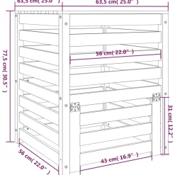 VIDAXL - Composteur blanc 63,5x63,5x77,5 cm bois massif de pin