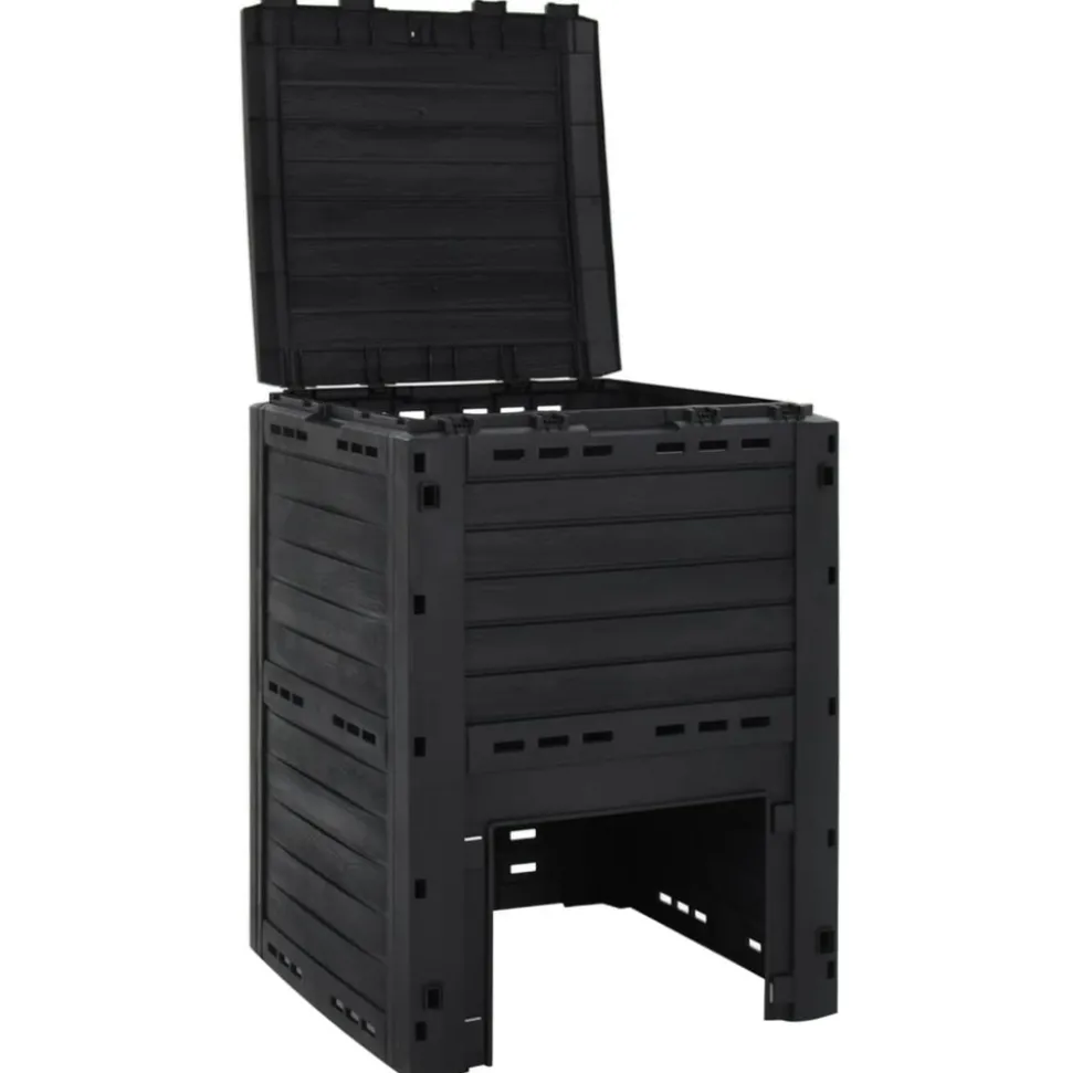 VIDAXL - Composteur de jardin noir 280 l polypropylène