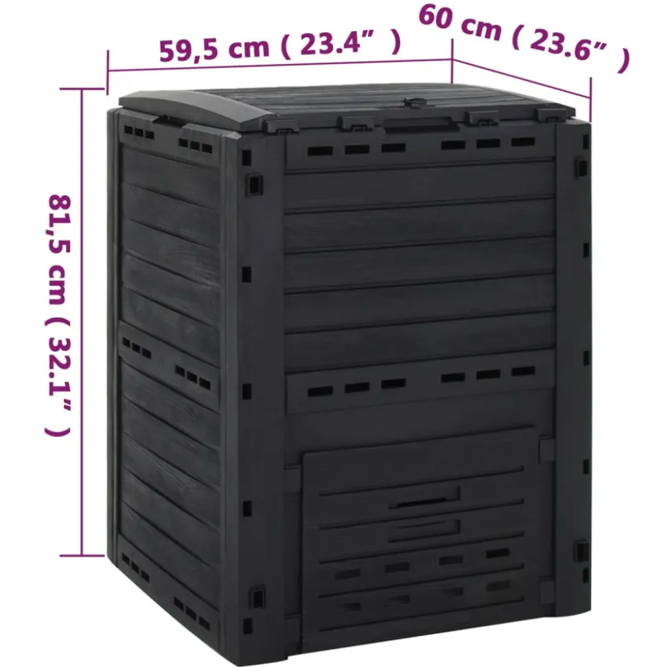 VIDAXL - Composteur de jardin noir 280 l polypropylène
