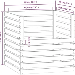 VIDAXL - Composteur 80x80x78 cm bois massif de pin