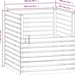 VIDAXL - Composteur 100x100x102 cm bois massif de pin
