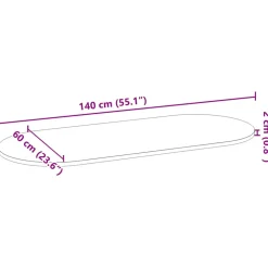 VIDAXL - Dessus de table 140x60x2 cm bois de chêne massif ovale