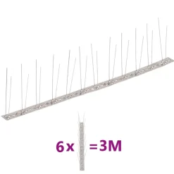 VIDAXL - Ensemble de 6 pointes à 2 rangées contre oiseaux inox 3 m