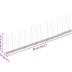 VIDAXL - Ensemble de 6 pointes à 2 rangées contre oiseaux inox 3 m