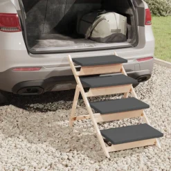 VIDAXL - Escalier pour chiens gris 105x47 cm bois de sapin solide