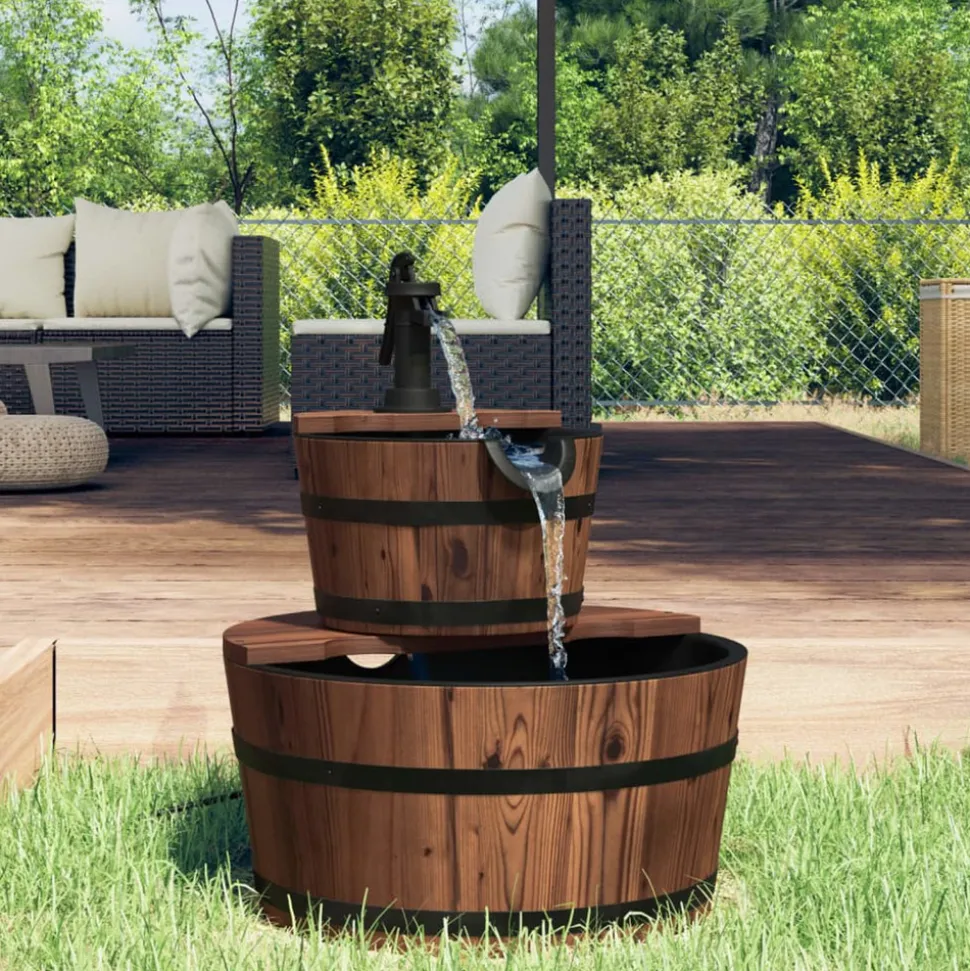 VIDAXL - Fontaine à eau avec pompe 44,5x44,5x58 cm bois de sapin massif