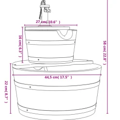 VIDAXL - Fontaine à eau avec pompe 44,5x44,5x58 cm bois de sapin massif