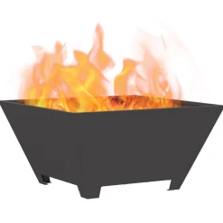 VIDAXL - Foyer en acier carré noir 60x60x30 cm