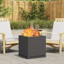 VIDAXL - Foyer sans fumée carré noir 48x48x50 cm acier