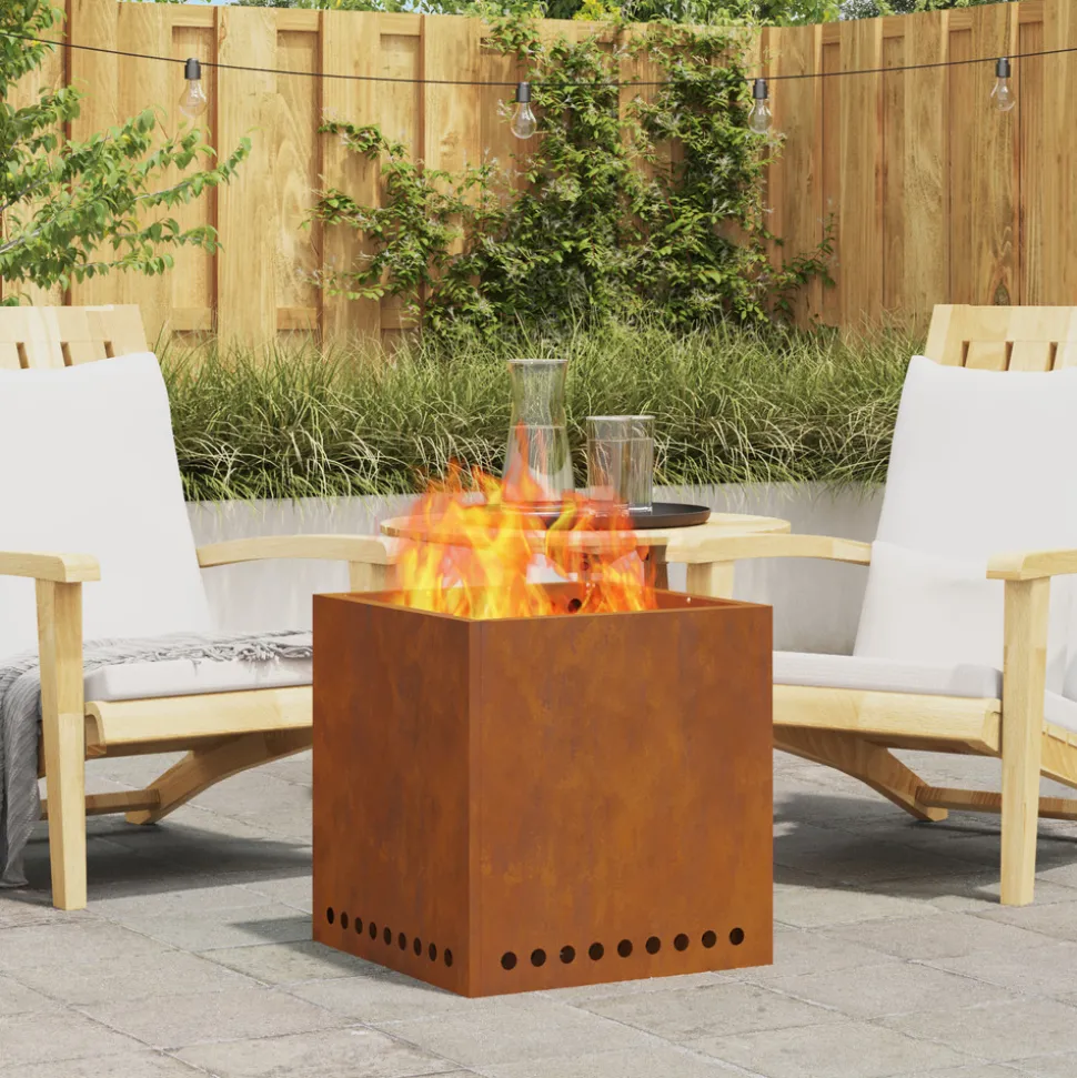 VIDAXL - Foyer sans fumée carré 48x48x50 cm en acier résistant aux intempéries