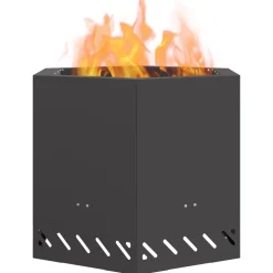 VIDAXL - Foyer sans fumée hexagonal noir 58x58x51 cm en acier