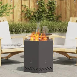 VIDAXL - Foyer sans fumée hexagonal noir 48x48x51 cm en acier